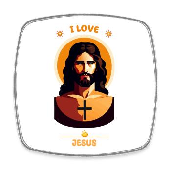I LOVE JESUS - Viereckiger Kühlschrankmagnet - Weiß - Vorne