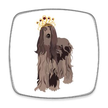 Majestic Dog with Crown - Square fridge magnet - white - Front