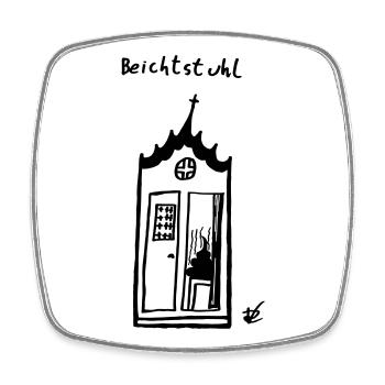 Beichtstuhl - Viereckiger Kühlschrankmagnet - Weiß - Vorne