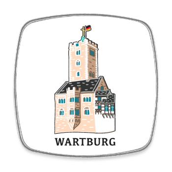 Wartburg bei Eisenach, Thüringen - Viereckiger Kühlschrankmagnet - Weiß - Vorne