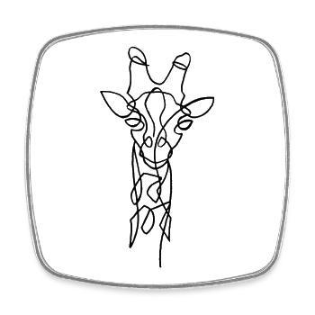Sketch of the black giraffe - Square fridge magnet - white - Front