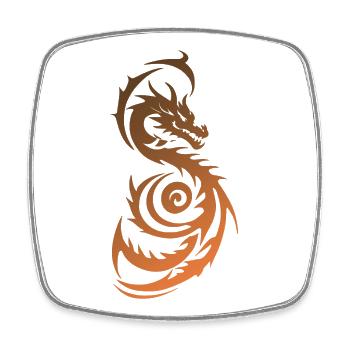Orange Tribal Fantasy Dragon - Square fridge magnet - white - Front