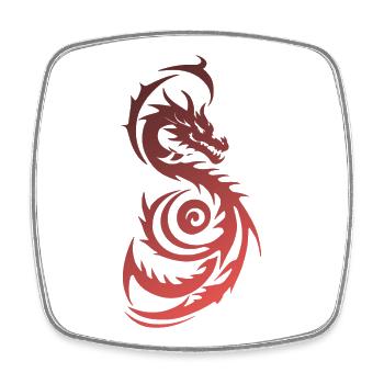 Red Tribal Fantasy Dragon - Square fridge magnet - white - Front