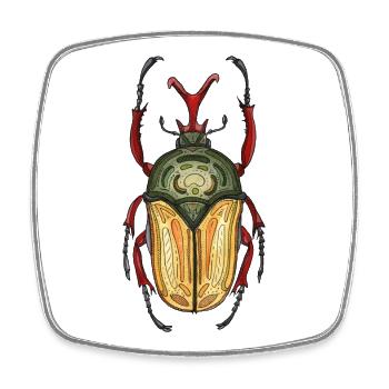 Großer Hirsch - Riesenhirschkäfer - Viereckiger Kühlschrankmagnet - Weiß - Vorne