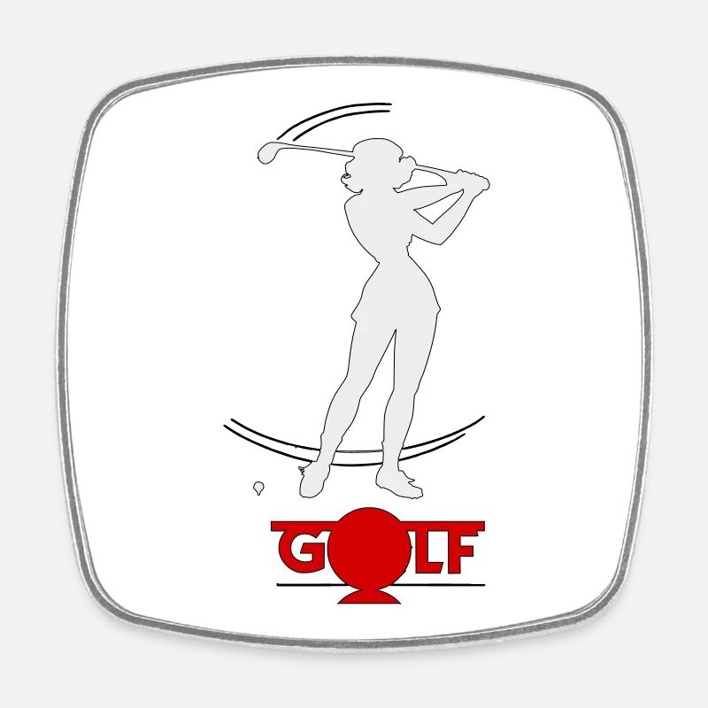Retro-Golfer - Viereckiger Kühlschrankmagnet - Weiß