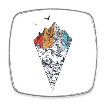 Prismatisches Berggeometrisches Tee - Viereckiger Kühlschrankmagnet - Weiß - Vorne