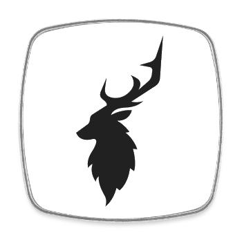 Cerf noir - Magnet carré - blanc - Devant