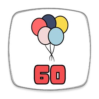 60. 60 JAHRE. 60-JÄHRIGES JUBILÄUM. 60. GEBURTSTAG. - Viereckiger Kühlschrankmagnet - Weiß - Vorne