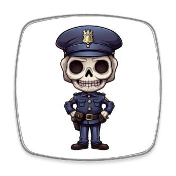 Squelette de police - Magnet carré - blanc - Devant