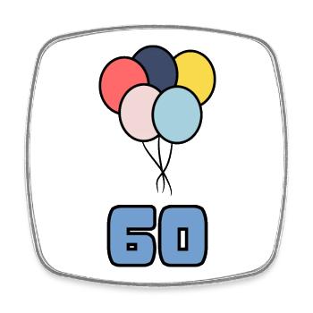 60. 60 JAHRE. 60-JÄHRIGES JUBILÄUM. 60. GEBURTSTAG. - Viereckiger Kühlschrankmagnet - Weiß - Vorne