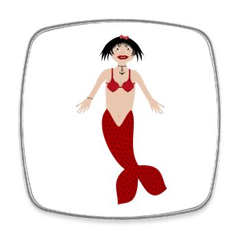 Mermaid Vampire Gothic Fantasy Art - Square fridge magnet - white - Front