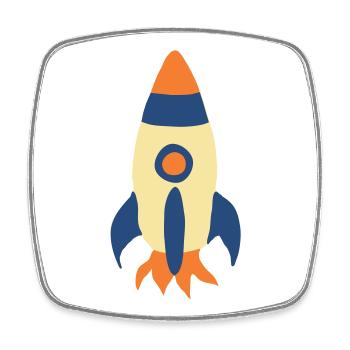 Rocket - Square fridge magnet - white - Front