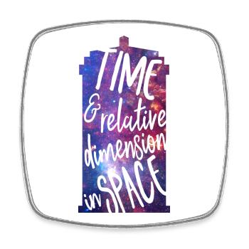 Time and Relative Dimension in Space - Square fridge magnet - white - Front