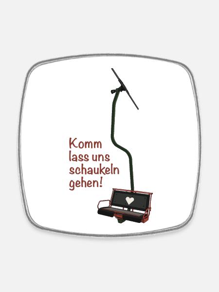 Double chairlift "Come on, let's go swinging!" - Square fridge magnet - white