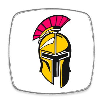 Helm Sparta - Viereckiger Kühlschrankmagnet - Weiß - Vorne