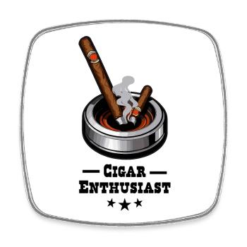 Passionné de cigares - Magnet carré - blanc - Devant