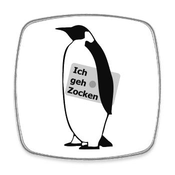 Pinguin geht Zocken - Viereckiger Kühlschrankmagnet - Weiß - Vorne