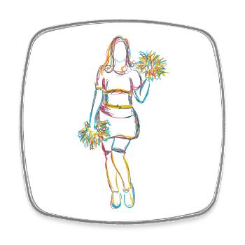 Croquis de pom-pom girl - Magnet carré - blanc - Devant