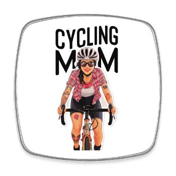 Illustration de maman cycliste vibrante - Magnet carré - blanc - Devant