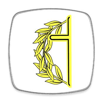 Croix minimaliste Croix Couronne de laurier Crucifix - Magnet carré - blanc - Devant
