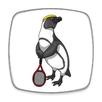 Raquette de tennis Penguin - Magnet carré - blanc - Devant
