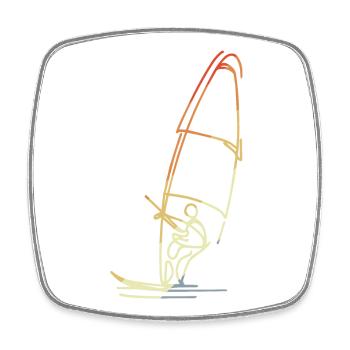 Planche à voile Croquis Vintage - Magnet carré - blanc - Devant