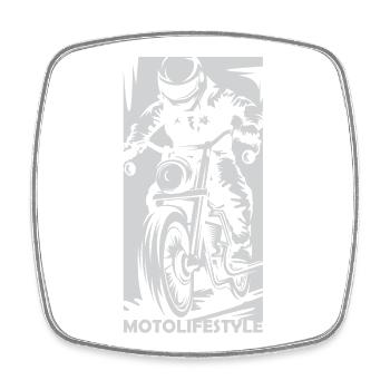 Motorrad Racing Caferacer Moto Biker Symbol Logo - Viereckiger Kühlschrankmagnet - Weiß - Vorne