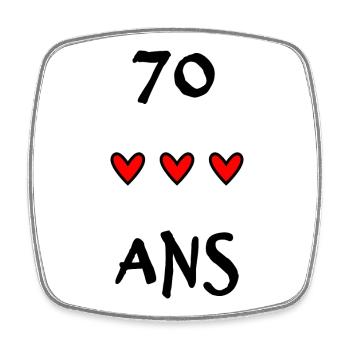 70. 70 JAHRE. 70. JAHRESTAG. 70-JÄHRIGES JUBILÄUM. - Viereckiger Kühlschrankmagnet - Weiß - Vorne