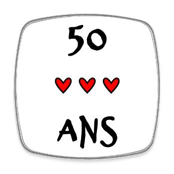 50. 50 JAHRE. 50-JÄHRIGES JUBILÄUM. 50-JÄHRIGES JUBILÄUM. - Viereckiger Kühlschrankmagnet - Weiß - Vorne