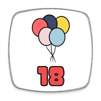 18. 18 YEARS OLD. 18th ANNIVERSARY. 18 BIRTHDAY. - Square fridge magnet - white - Front