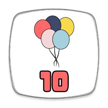 10. 10 YEARS. 10th ANNIVERSARY. 10 YEAR ANNIVERSARY. - Square fridge magnet - white - Front