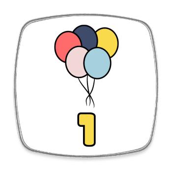 1. 1 YEAR. 1ST ANNIVERSARY. 1 YEAR ANNIVERSARY - Square fridge magnet - white - Front