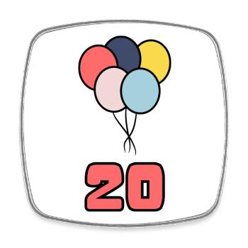 20. 20 YEARS. 20th ANNIVERSARY. 20 YEARS ANNIVERSARY. - Square fridge magnet - white - Front