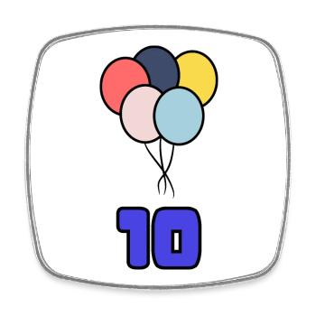 10. 10 YEARS. 10th ANNIVERSARY. 10 YEAR ANNIVERSARY. - Square fridge magnet - white - Front