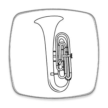 Tuba Sketch - Square fridge magnet - white - Front
