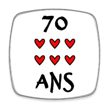 70. 70 ANS. 70e ANNIVERSAIRE. ANNIVERSAIRE 70 ANS. - Magnet carré - blanc - Devant
