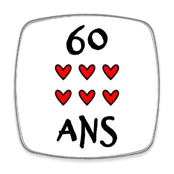 60. 60 JAHRE. 60-JÄHRIGES JUBILÄUM. 60. GEBURTSTAG. - Viereckiger Kühlschrankmagnet - Weiß - Vorne