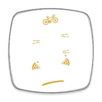 Bicycle Pizza Quote Typography Design - Square fridge magnet - white - Front