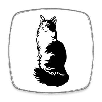 Norwegische Waldkatze Tuxedo - Viereckiger Kühlschrankmagnet - Weiß - Vorne