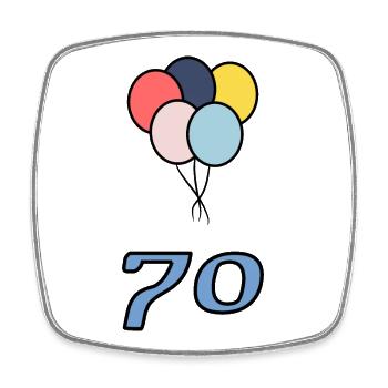 70. 70 JAHRE. 70-JÄHRIGES JUBILÄUM - Viereckiger Kühlschrankmagnet - Weiß - Vorne