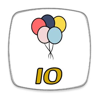 10. 10 JAHRE. 10-JÄHRIGES JUBILÄUM. 10-JÄHRIGES JUBILÄUM. - Viereckiger Kühlschrankmagnet - Weiß - Vorne