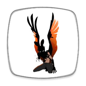 Flame Wing Warrior Figure - Square fridge magnet - white - Front
