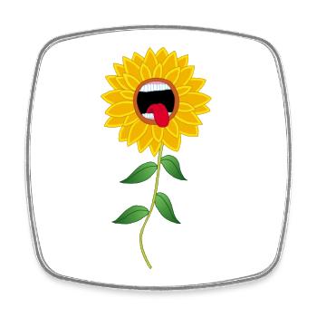 Heulende Sonnenblume Blume - Viereckiger Kühlschrankmagnet - Weiß - Vorne
