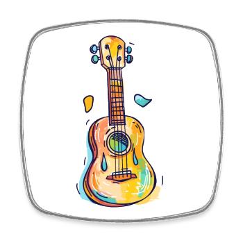 Ukulele Comic Look - Viereckiger Kühlschrankmagnet - Weiß - Vorne