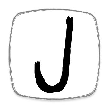 Buchstaben J - Viereckiger Kühlschrankmagnet - Weiß - Vorne