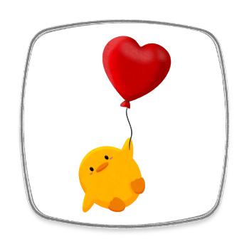 Süßes Küken schwebt an Herz Luftballon - Viereckiger Kühlschrankmagnet - Weiß - Vorne