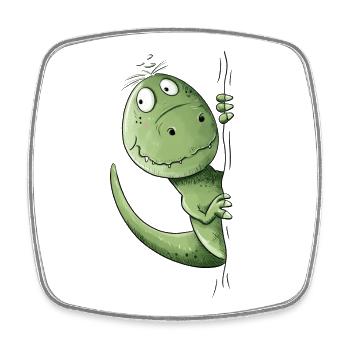 Droll T-Rex Dino I Dinosaure Tyrannosaure - Magnet carré - blanc - Devant