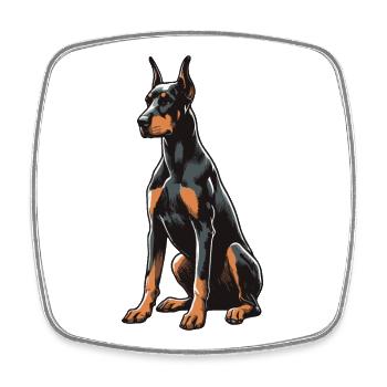 Dobermann - Viereckiger Kühlschrankmagnet - Weiß - Vorne