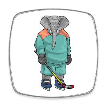 Bâton de hockey sur glace Elephant - Magnet carré - blanc - Devant