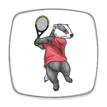 Dachs Tennis Tennisschläger - Viereckiger Kühlschrankmagnet - Weiß - Vorne